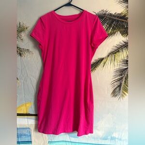 Vibrant Pink T-Shirt Dress With Leg Slit